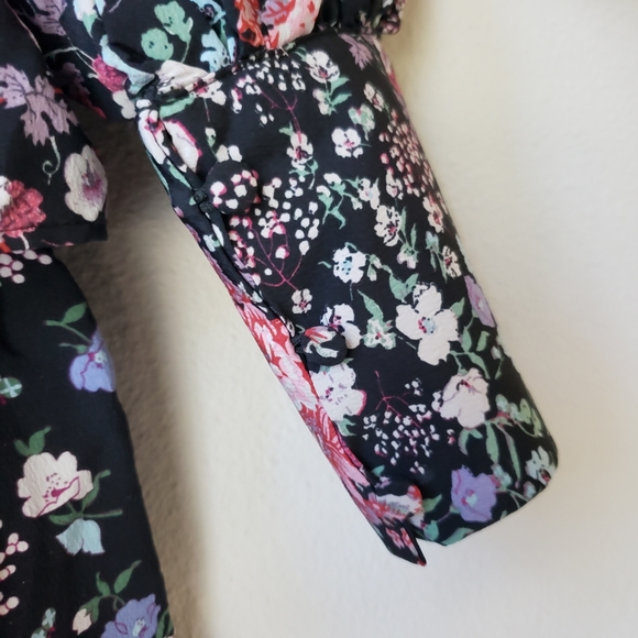 Long Sleeve Floral Chiffon Tiered Ruffle Dress - Picture 9 of 11